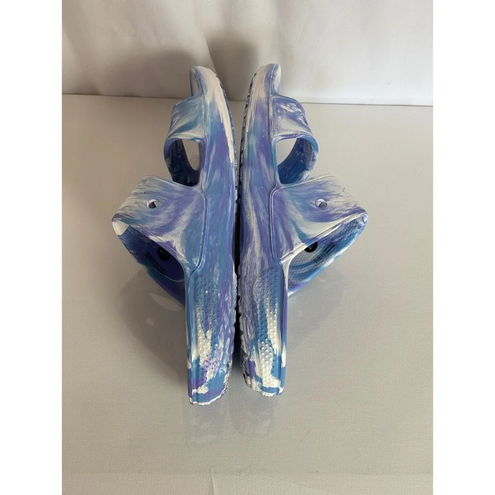 Crocs Classic Sandal Mens 9 Womens 11 Blue Purple Marbled Swirl Slide Comfort